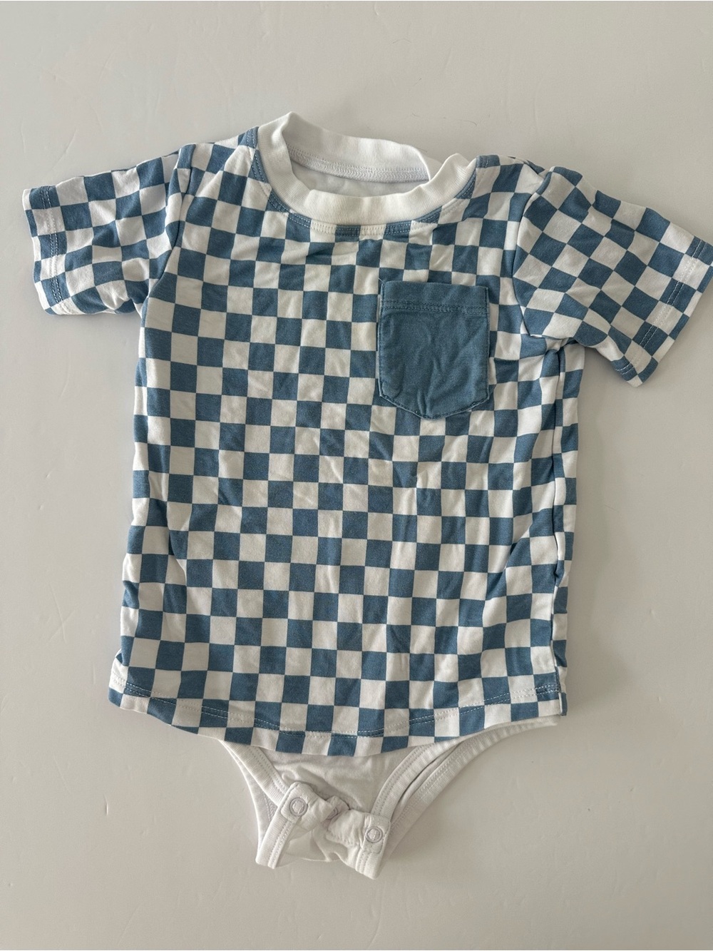 Black Sheep Baby Checkered Pocket Tee Bodysuit Romper 9-12 Months